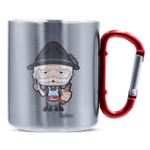 Da Oid Sinzer Griller Edelstahl Kaffeetasse roter Karabiner 320ml Kitzstein Front 1